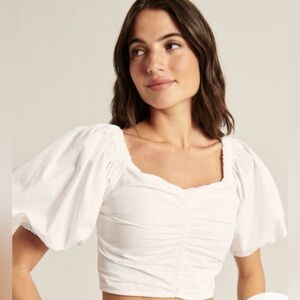 White Abercrombie poplin top